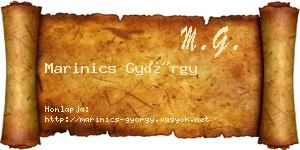 Marinics György névjegykártya
